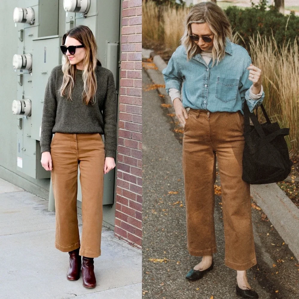 Everlane Wide Leg Crop Pants in Golden Brown 00 - Picture 3 of 8